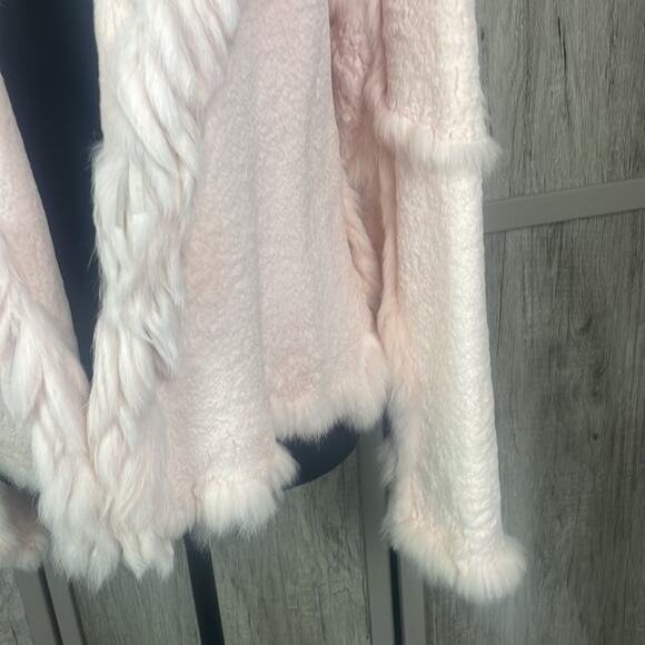 Pink 100% angora/rabbit fur open front jacket with tassels women’s XS-S - Picture 6 of 16
